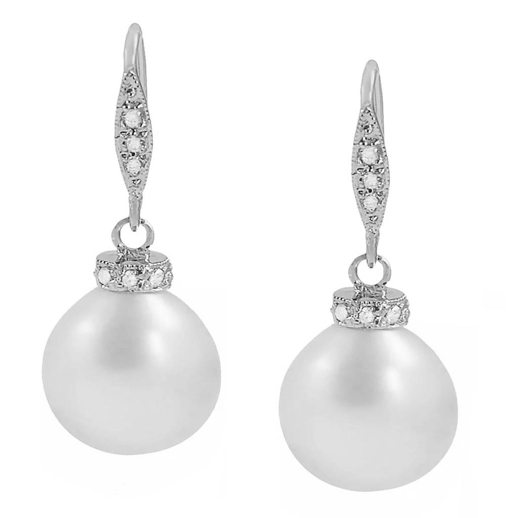 Silver Plated Pearl Studded Stylish Drop Earring Fashion Jewellery Gift For Women & Girls : PX9E3024W
