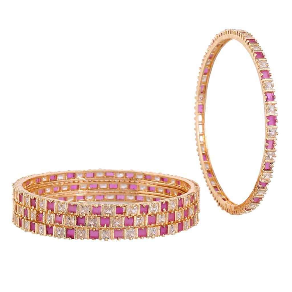 Sparkling Elegance Square Cut Cz Bangle Bracelets : 8905124523065
