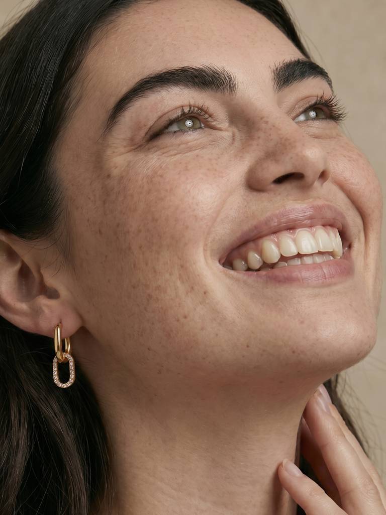 Sparkling Links Hoop Earring For Women - Waterproof & Anti-Tarnish : ER0387