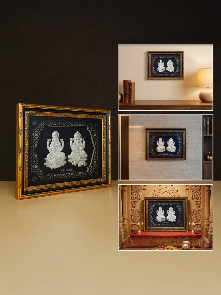 Pure 999 Silver Lakshmi Ganesh Frame : COGFT338