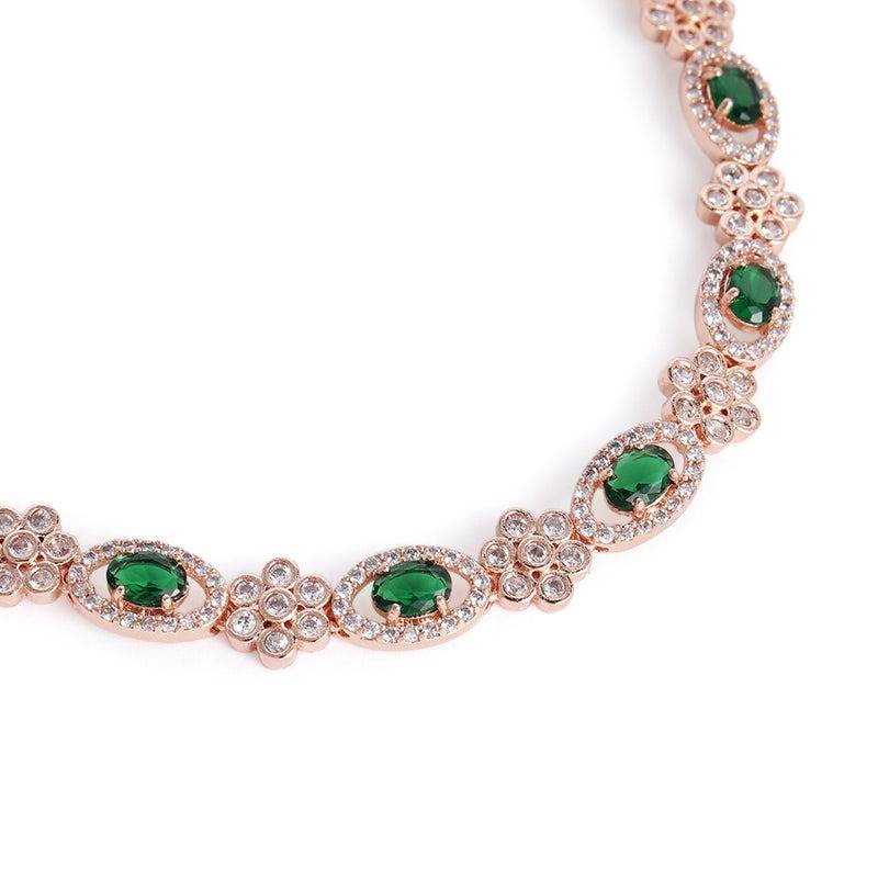 Dazzling Cz Leaf Motif Necklace Set | Festive Ready : AD-884-RGGNNKER