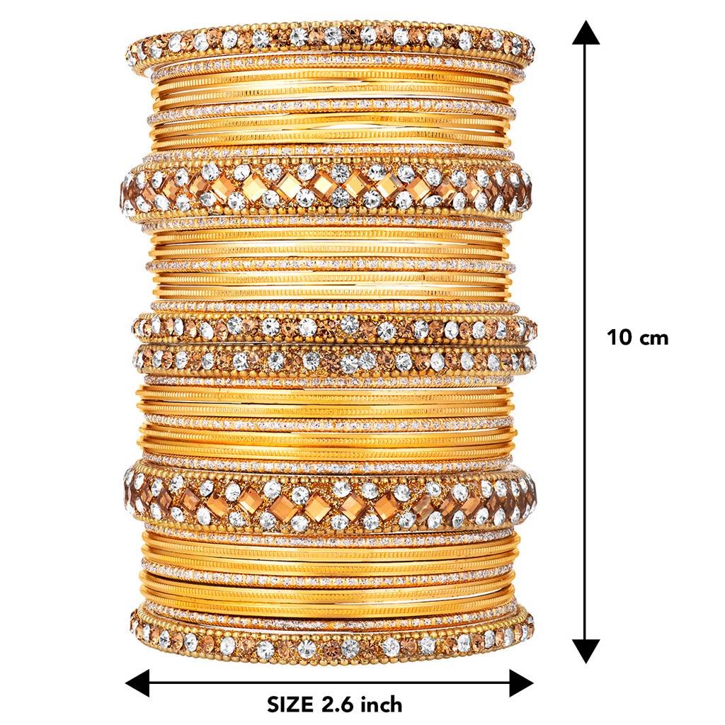 Diamond Metal Chuda Bangle Set Indian Traditional Bridal Wedding Fashion Jewellery For Women : PF51B36Y