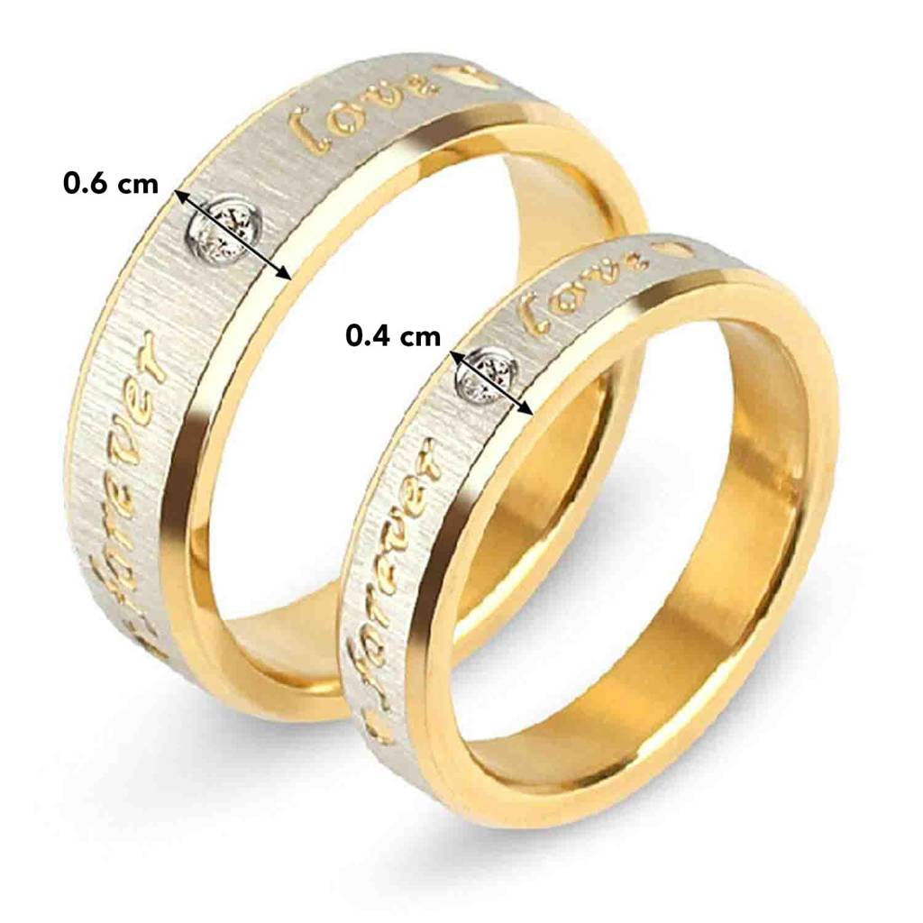 Two Toned Love Forever Promise Couple Rings For Lovers Wedding Engagement Gift Valentine Jewellery Sets For Men And  : PFCCR11