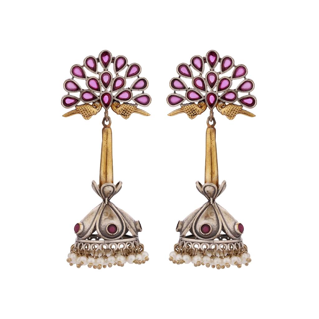 Antique Elegance Floral Bell Danglers : 8905124582543