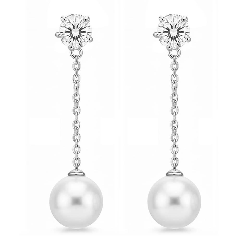 Silver Plated Pearl Studded Fancy Drop Earrings Jewellery For Women & Girls : PX9E3069SW