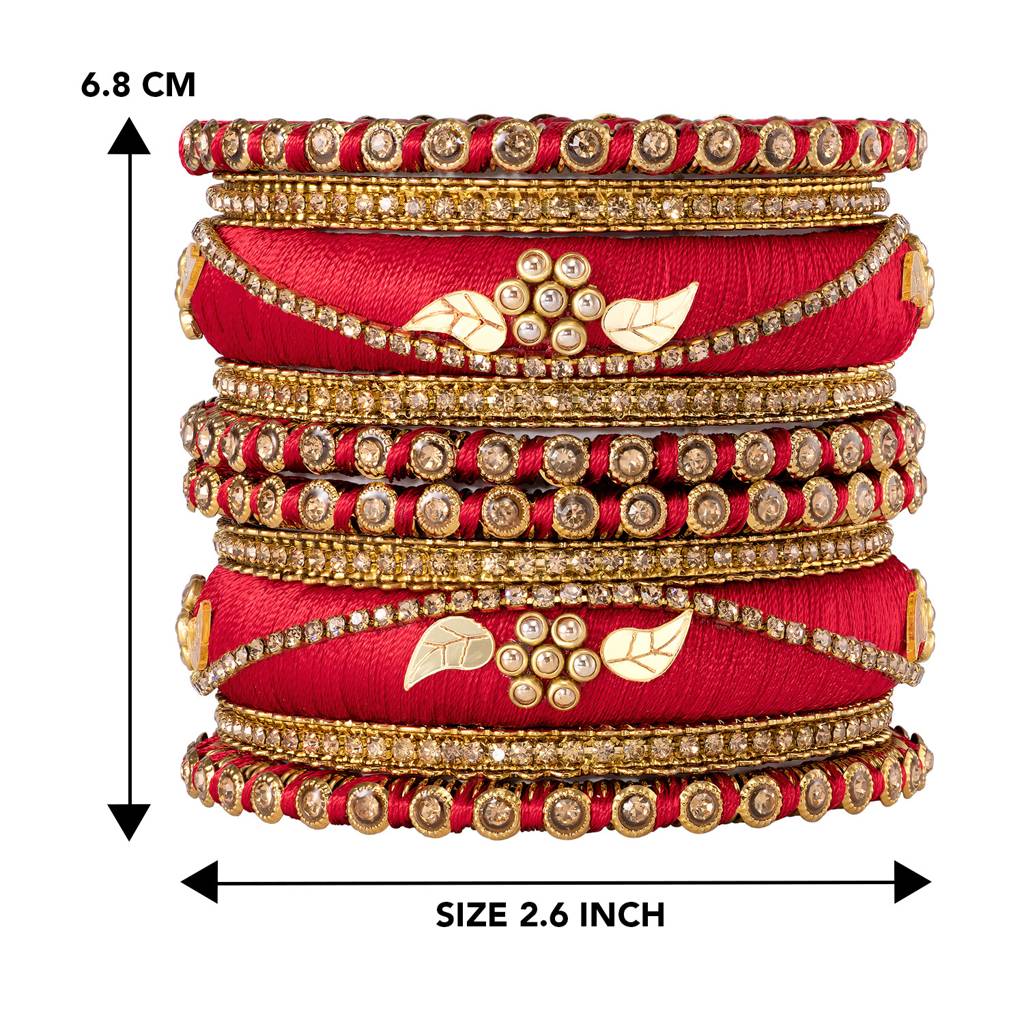 Thread & Stone Studded Chuda Bangle Set Ethnic Jewellery For Women Navratri Gift : PF51B85R