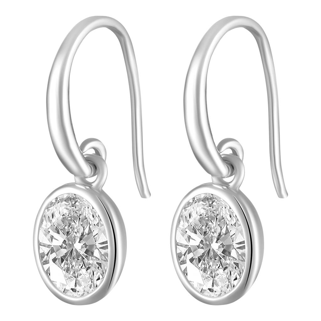 White Stylish Drop Earrings For Women & Girls | Silver Plated | Crystal Studded | Fancy Contemporary Jewellery | B : PX9E3058W