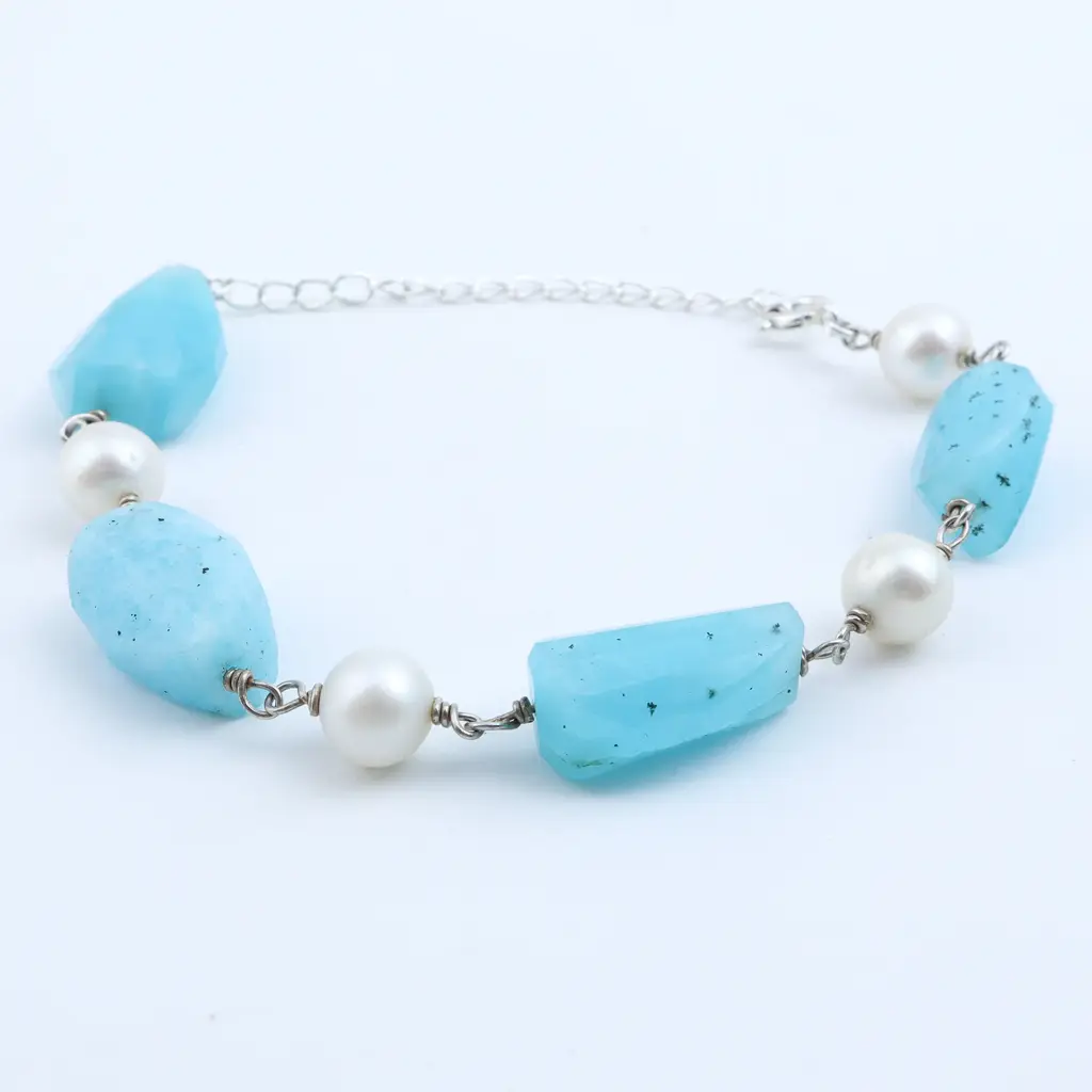 Silver Bracelet With Fresh Water And Semiprecious Stones : 51370647