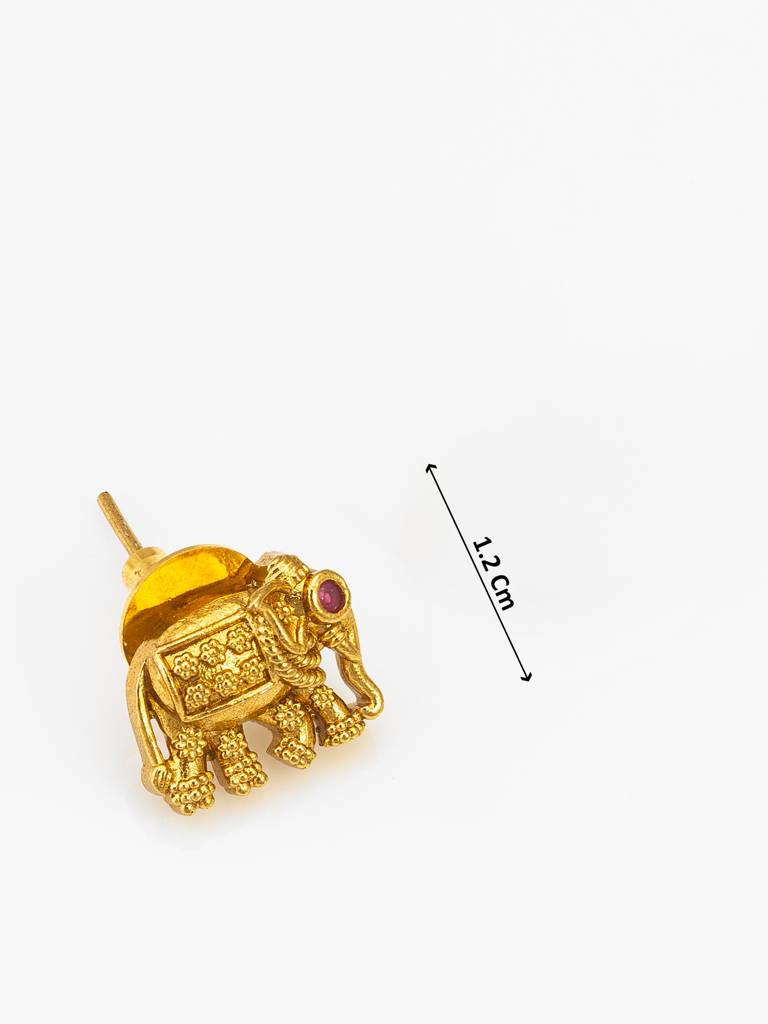 Antique Gold Elephant Motif Temple Necklace Set With Stud Earrings : NK4648