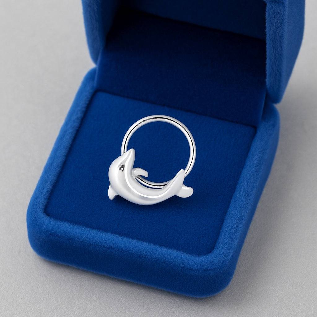 Ocean-Inspired Dolphin Nose Pin - Sterling Silver : NP00011_925S_OXX