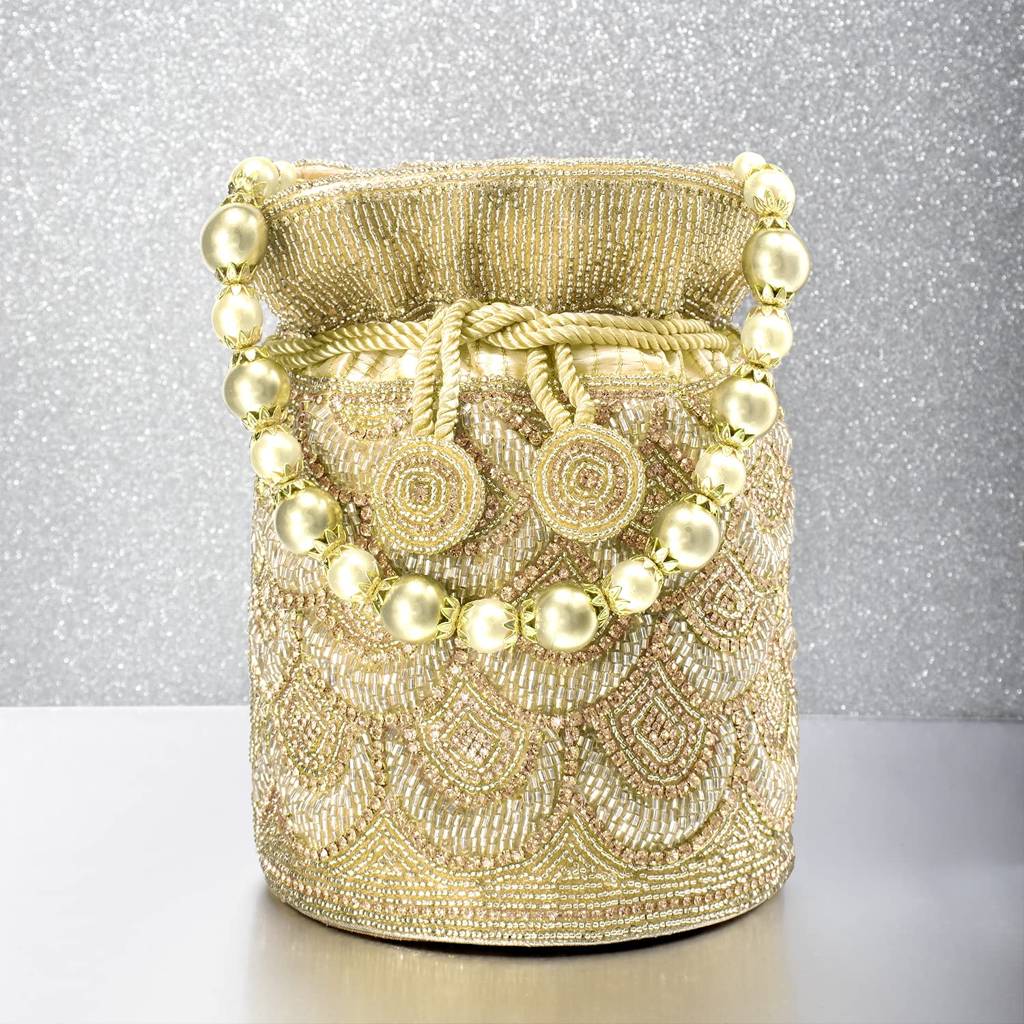 Potli Bags For Women Evening Bag Clutch Ethnic Bride Purse With Drawstring (P70C) : P70G