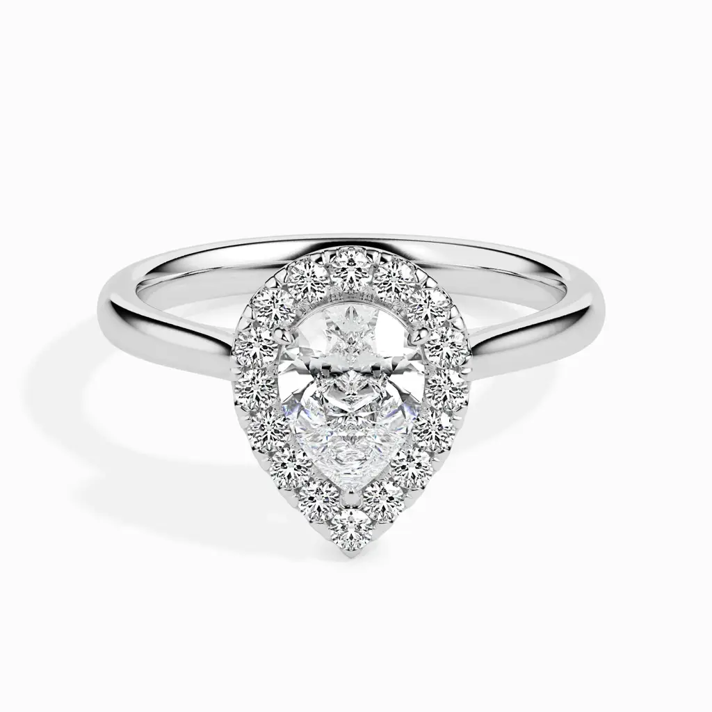 1 Carat Pear Solitaire Ring With Halo : 14kYellowZNR144F10