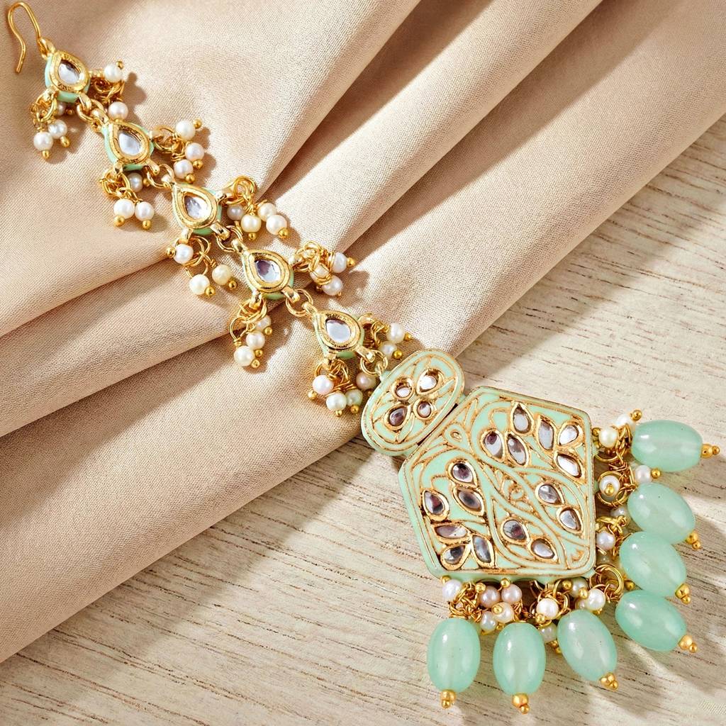 Traditional Turquoise Long Necklace Set For Women |Gold Plated Meenakari Bridal Jewellery Set With Earrin : 2970-J5SK-2300-MNT