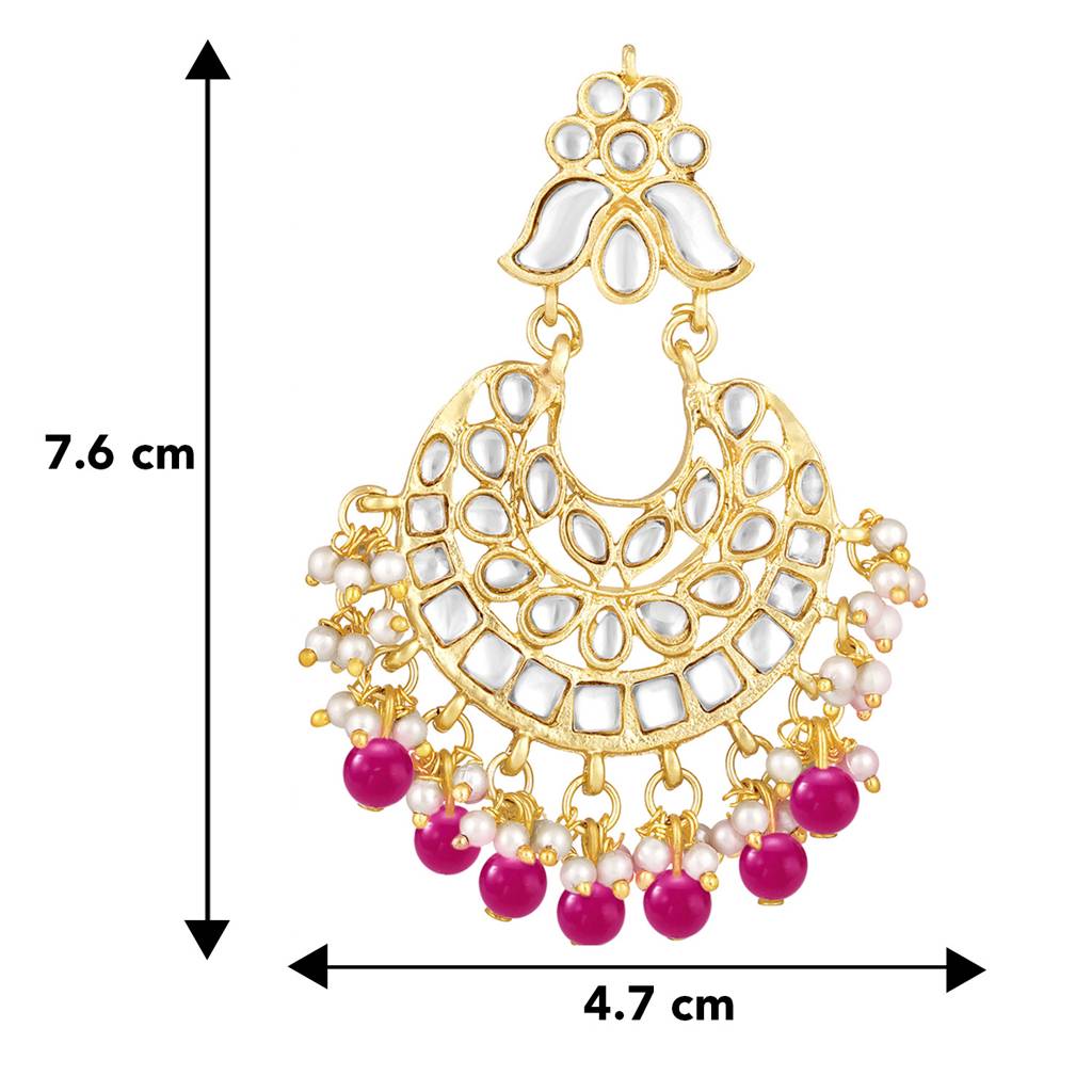 Peora Gold Plated Traditional Kundan Brass Alloy Long Necklace Jewellery Set With Earring Maang Tikka For Women G : PF25E105RP
