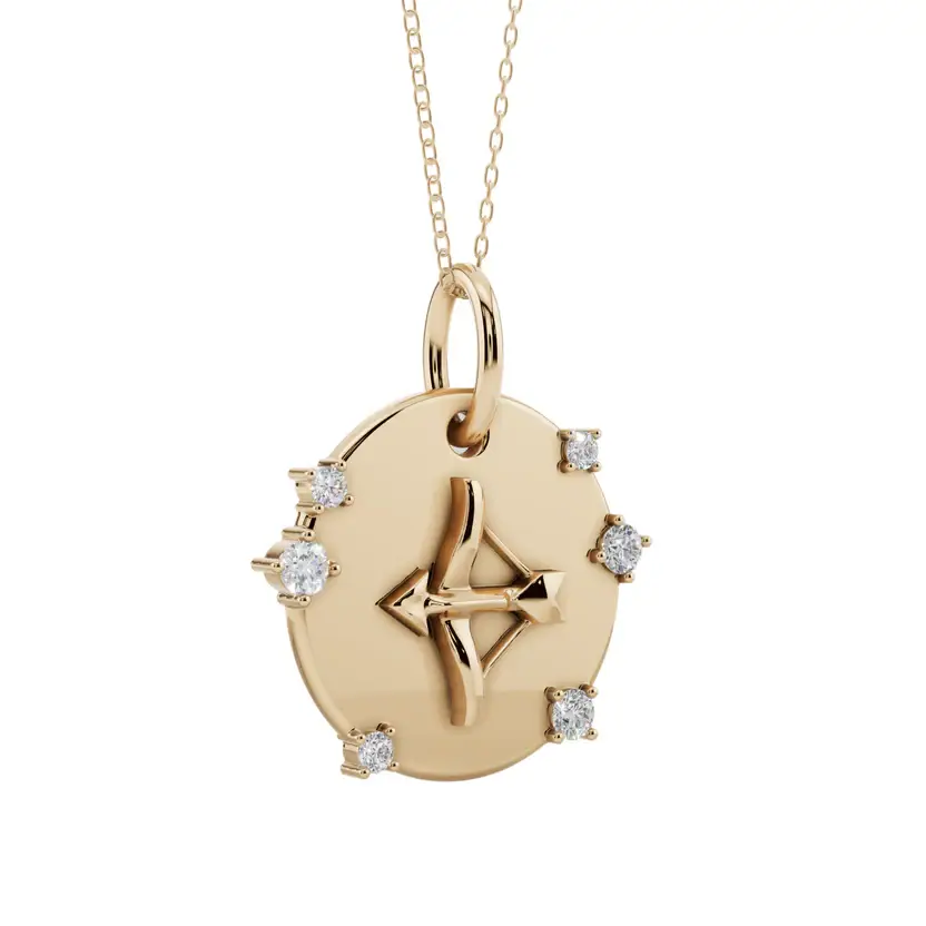 Sagitta Voyage | Sagittarius Charm Semi Silver Pendant Necklace : VZD01-SGTR-SM-C