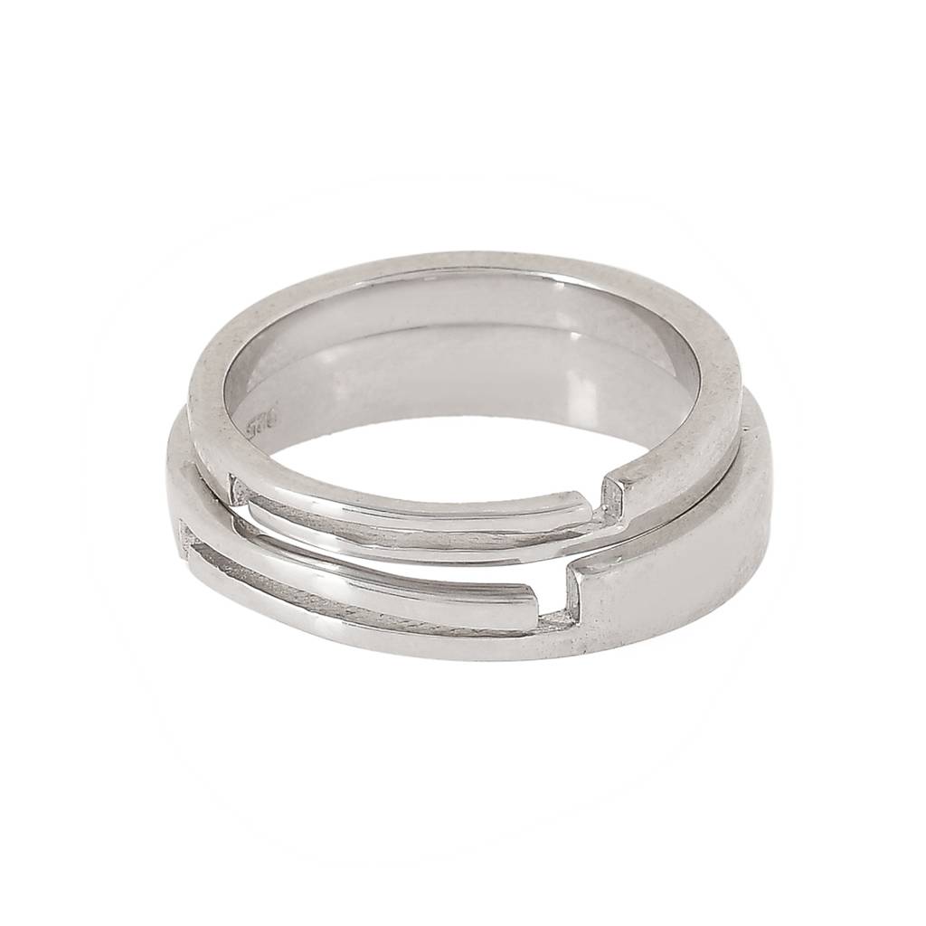 925 Sterling Silver Valentine'S Day Collection Aligned Hearts Couple Band Rings : 8905124492828
