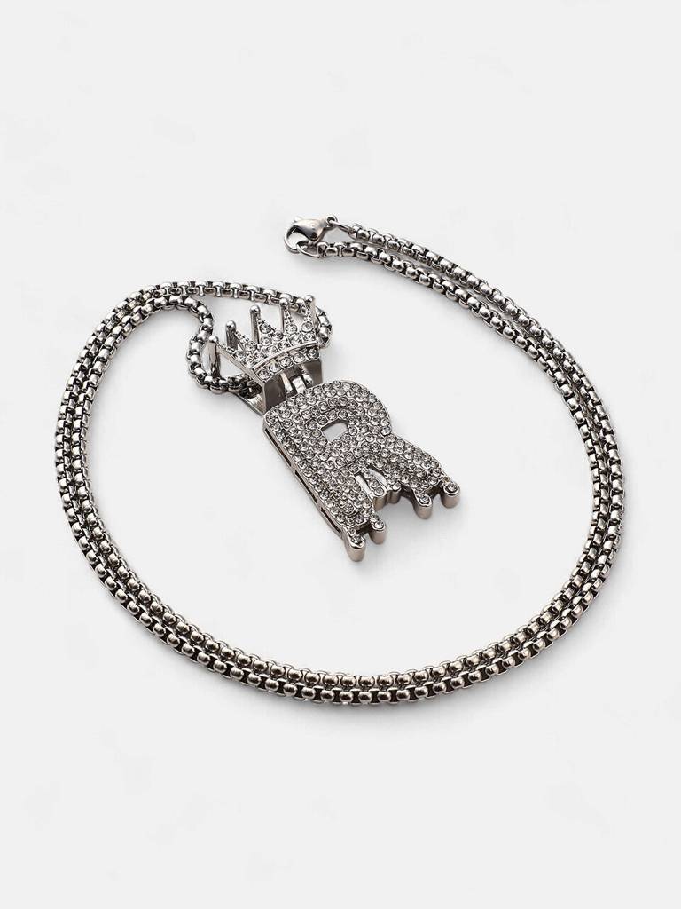 Men'S The Drip Alphabet Pendant Necklace - Metallic Silver : FANC1096-R