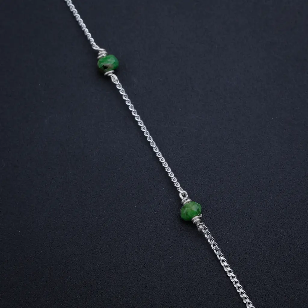 Green Sapphire Silver Chain : 64550551