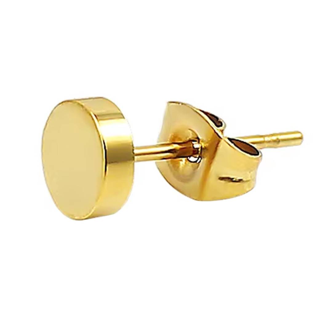 Gold Plated Stainless Steel Round Stud Earrings Fancy Jewellery For Men & Boys : PX9ME08G-S