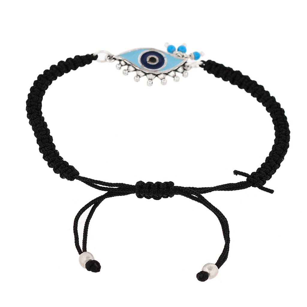 Evil Eye Black Silver Oxidized Bracelet : 8905124479324