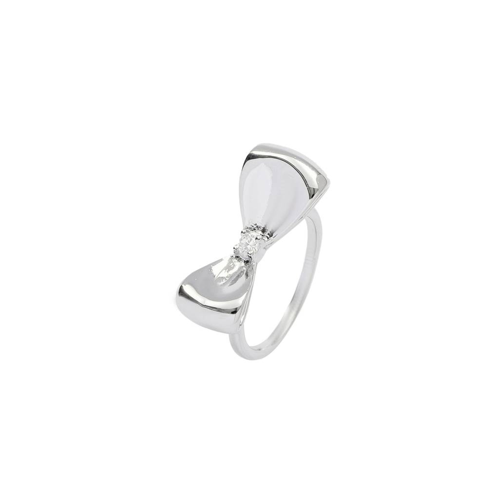 Silver-Plated Bow Studded Ring : RS14510-S