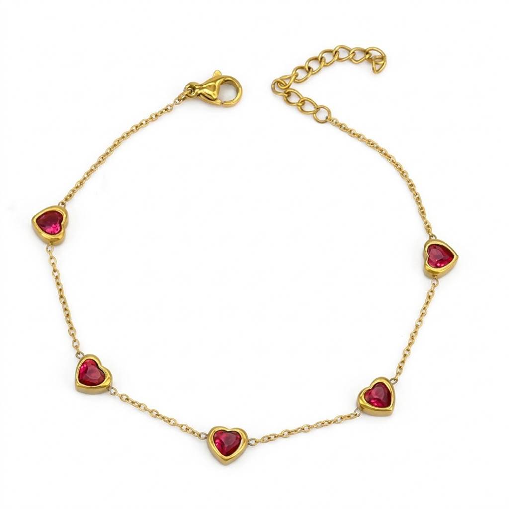 Rani Pink Heart Shape Stone Openable Bracelet For Women & Girls | Gold Plated | Crystals Studded | Festive Stylish : PX9B223RP