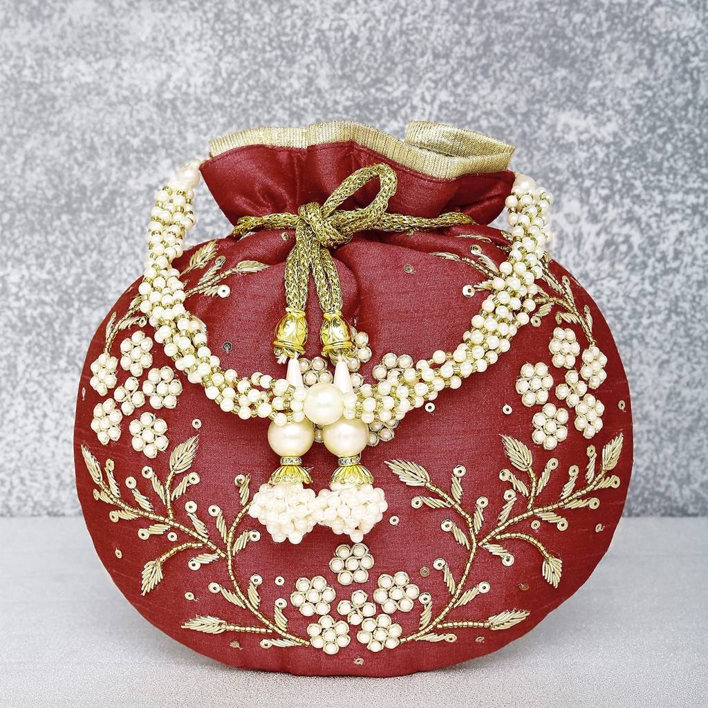 Rani Potli Bags For Women Evening Bag Clutch Ethnic Bride Purse With Drawstring (P86Rp) : P86M