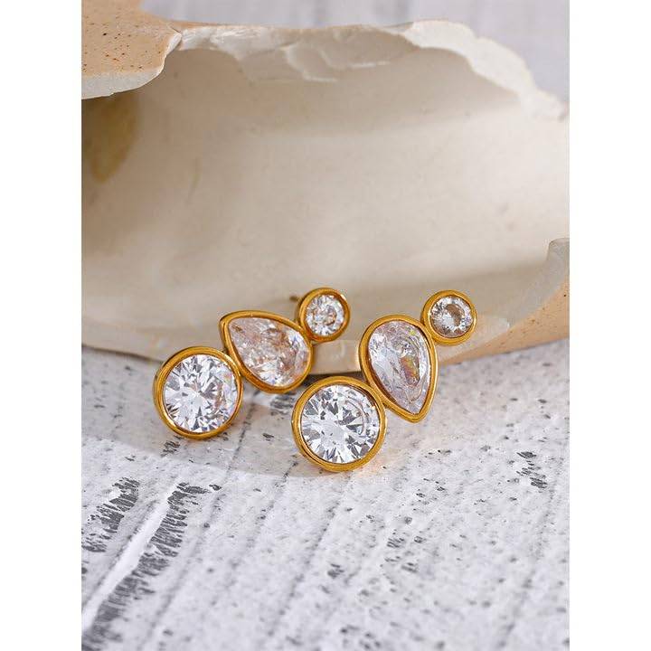 Zia Crystal Cascade Stud | Trendy Fashion Jewelry For Parties Jewelry For Everyday Wear, Office, Party, Anniv : DSVDJY05250048