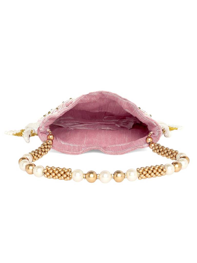 Pink Potli Purses For Women Handmade Evening Handbag Stylish Bridal Fashion Wristlet Bag For Girls (P133Pk) : P133PK