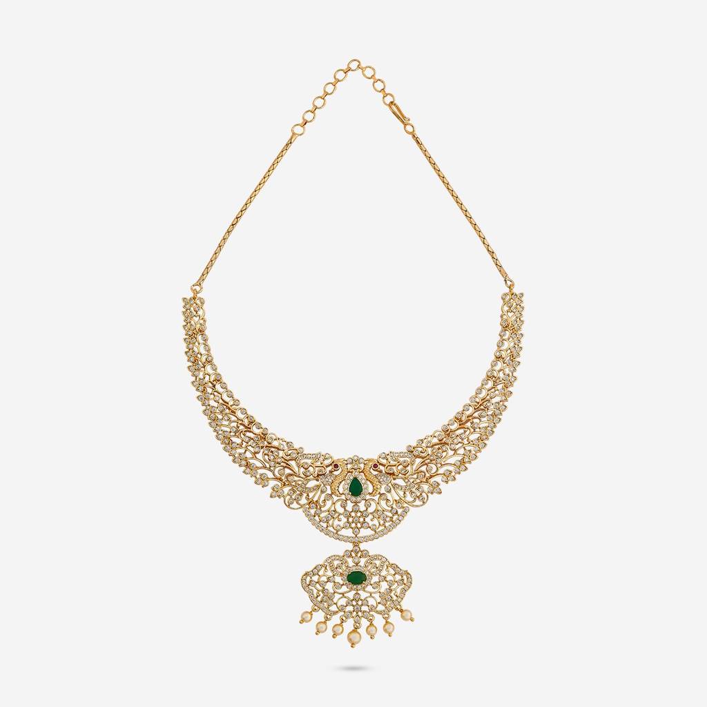 Gold Plated - Party Wear Zircon Necklace - 454970 : 454971