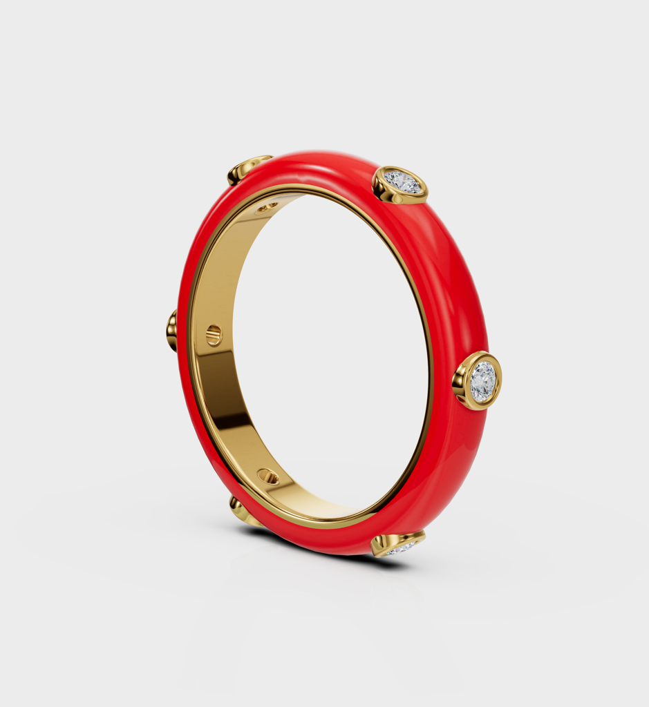 Orange Studded Enamel Ring : RIN_ORANGST_GV3_0034