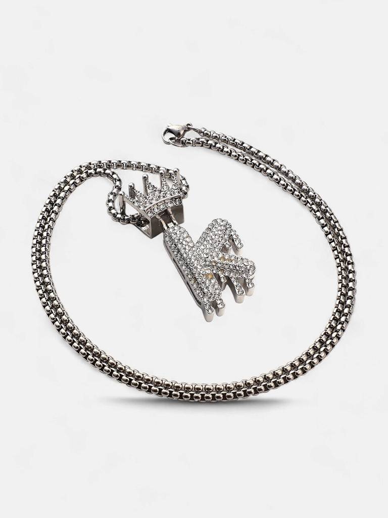 Men'S The Drip Alphabet Pendant Necklace - Metallic Silver : FANC1096-K