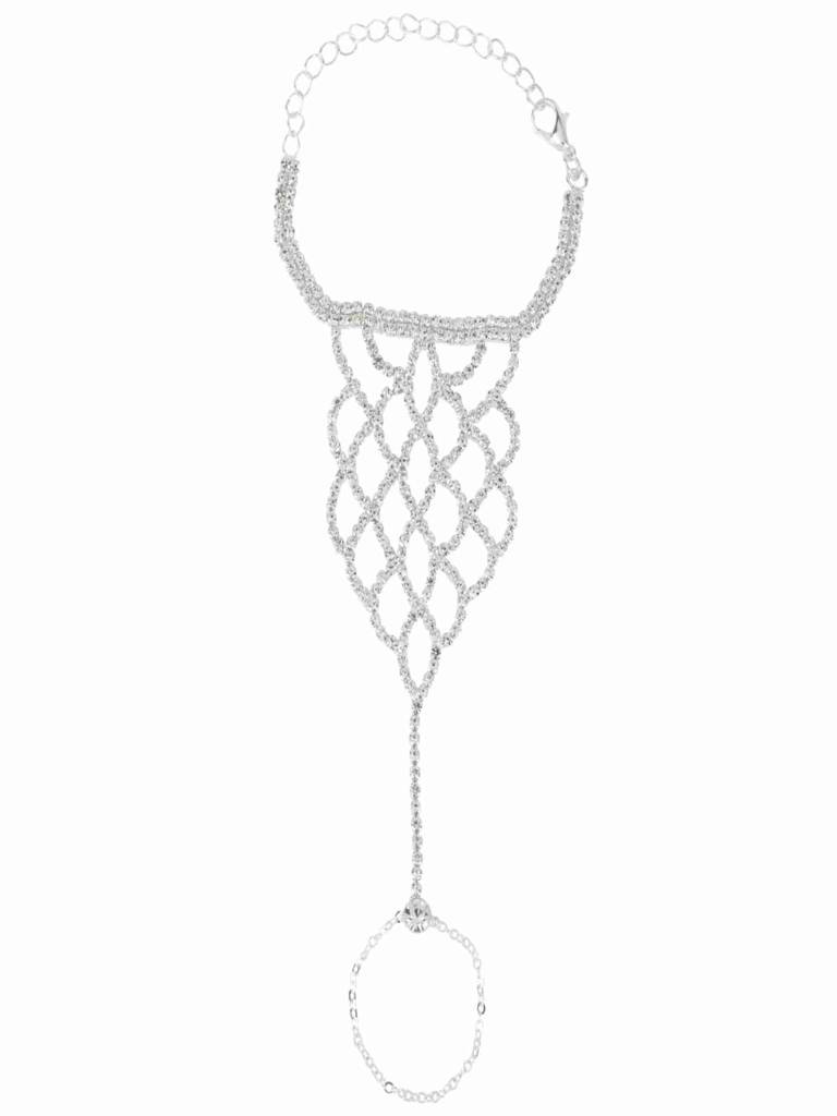 Silver-Plated Crystal Studded Ring Bracelet For Wedding (Single Pc) : AYW0221B005