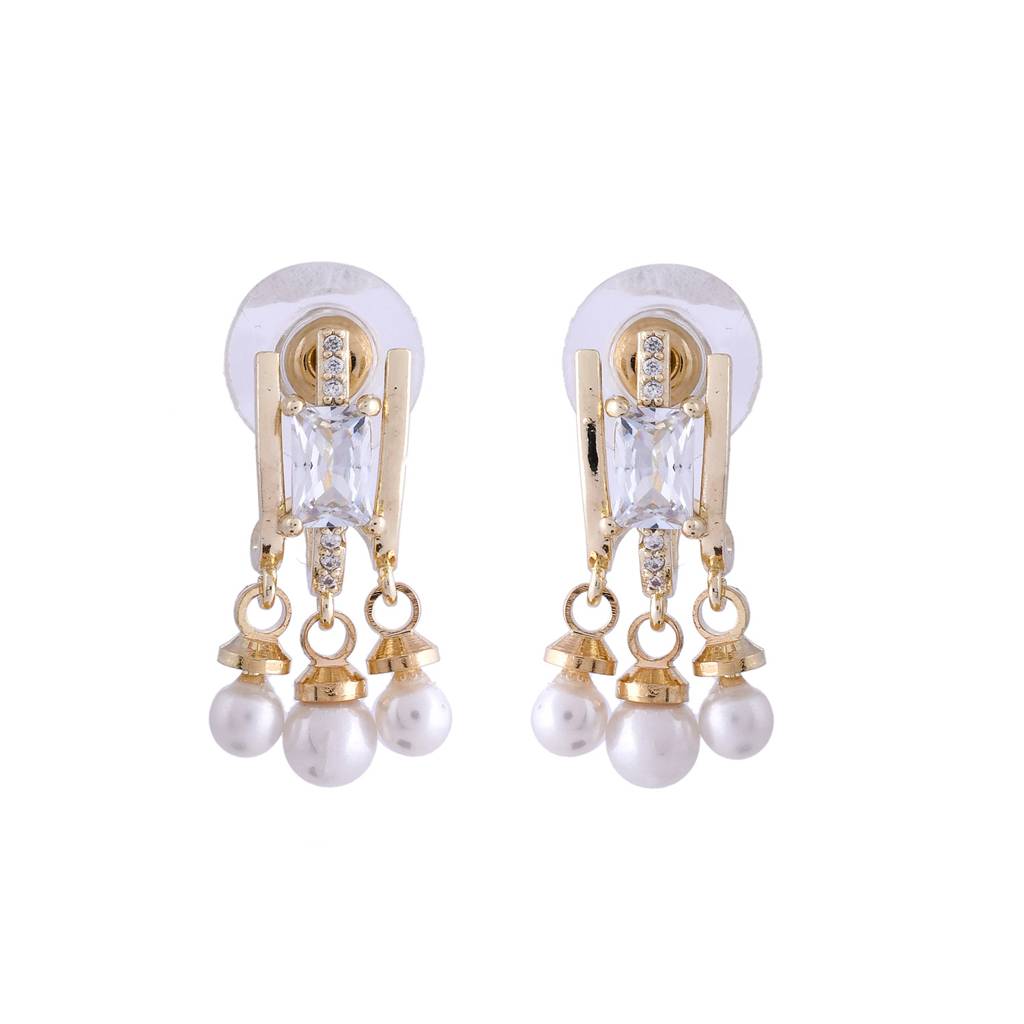 Sparkling Elegance Crystal Pearl Drop Stud Earrings : 8905124552805