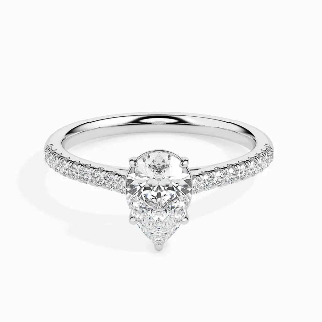 1 Carat Pear Solitaire Ring In Diamond Band : 09kYellowZNR124F10