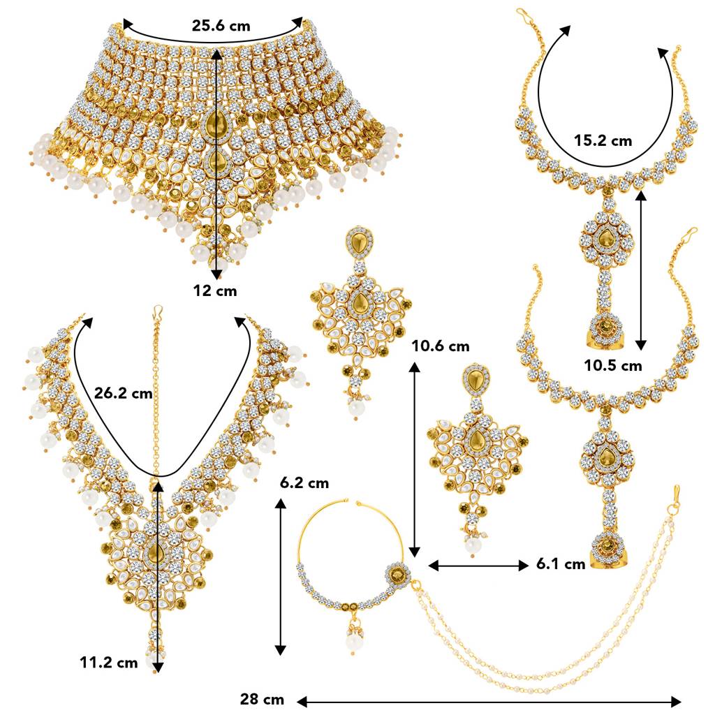 Peora American Diamond Studded Jodha Akbar Bridal Choker Necklace Traditional Jewellery Set Gift For Women  : PF37BRBLP021LCTW