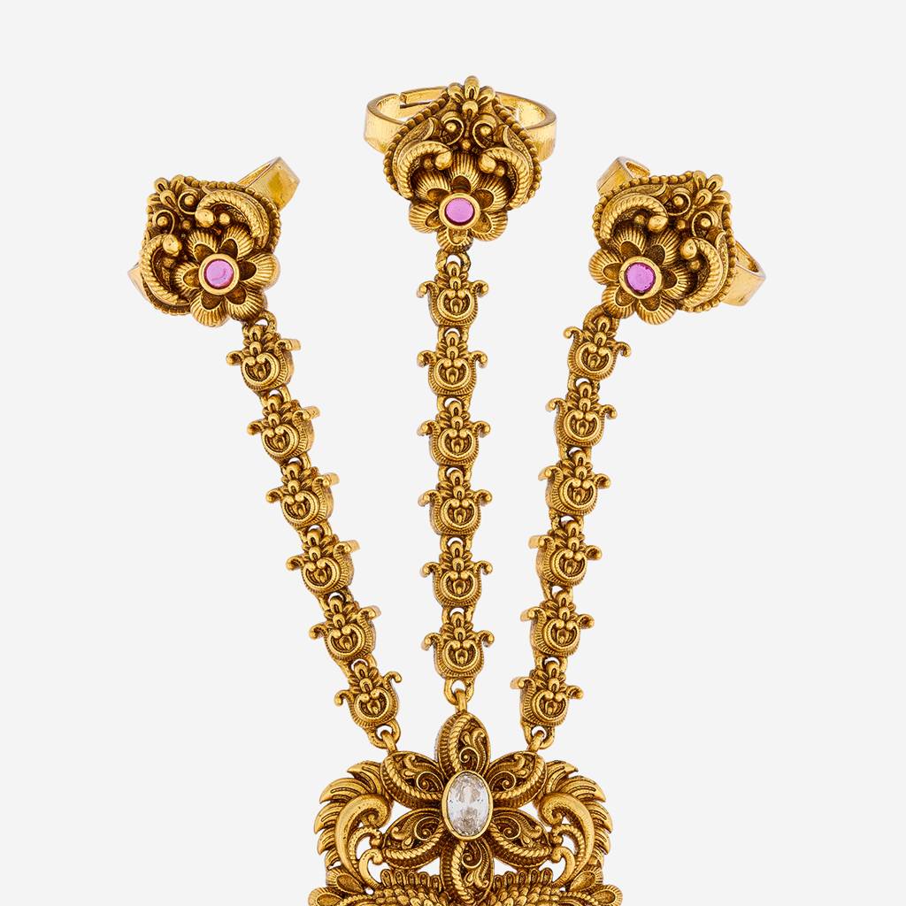 Ruby Gold - Plated Bridal Antique Hathpan - 452453 : 452453