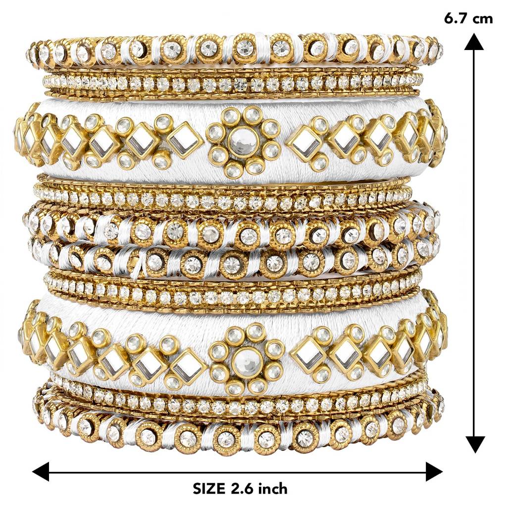 Peora Velvet Matching Fancy Silk Thread Chuda Bangle Set Navratri Gift For Women : PF51B46W