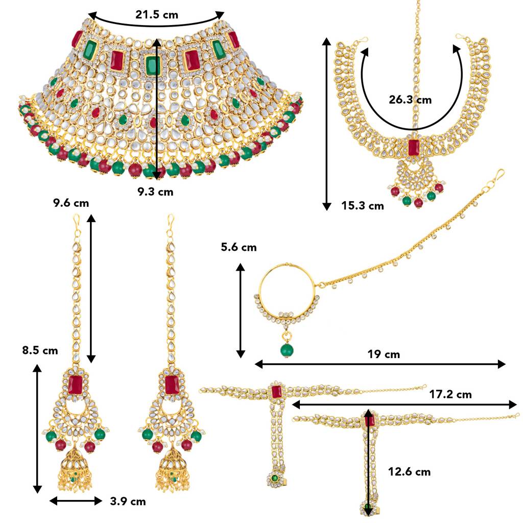 Peora Jodha Akbar Style Choker Necklace Bridal Jewellery Set Gift For Women : PF36BRC02RG
