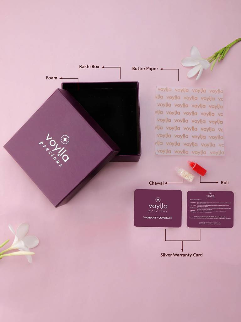 Pearl Bloom Silver Blessings Rakhi Box : 8905124585254