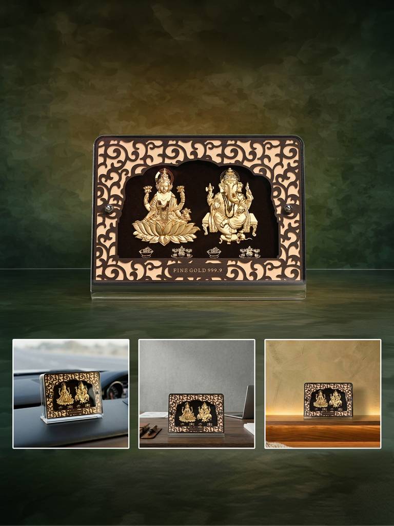24K Gold Foil Lakshmi Ganesh Frame : DOGFT364