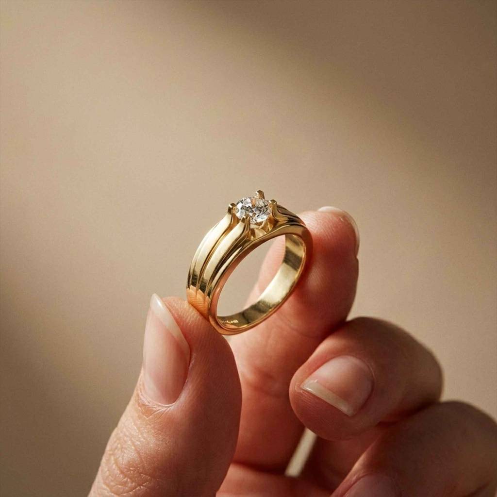 0.75Ct Moissanite Split Shank Solitaire Ring For Men'S : ZLM-10069Y-14N