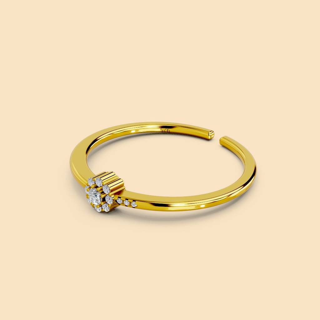 22K Gold Vermeil |Uno Adjustable Ring| Pure 925 Sterling Silver With The Thickest Gold Layer : TSRI-UNO-Adj-22K-70181