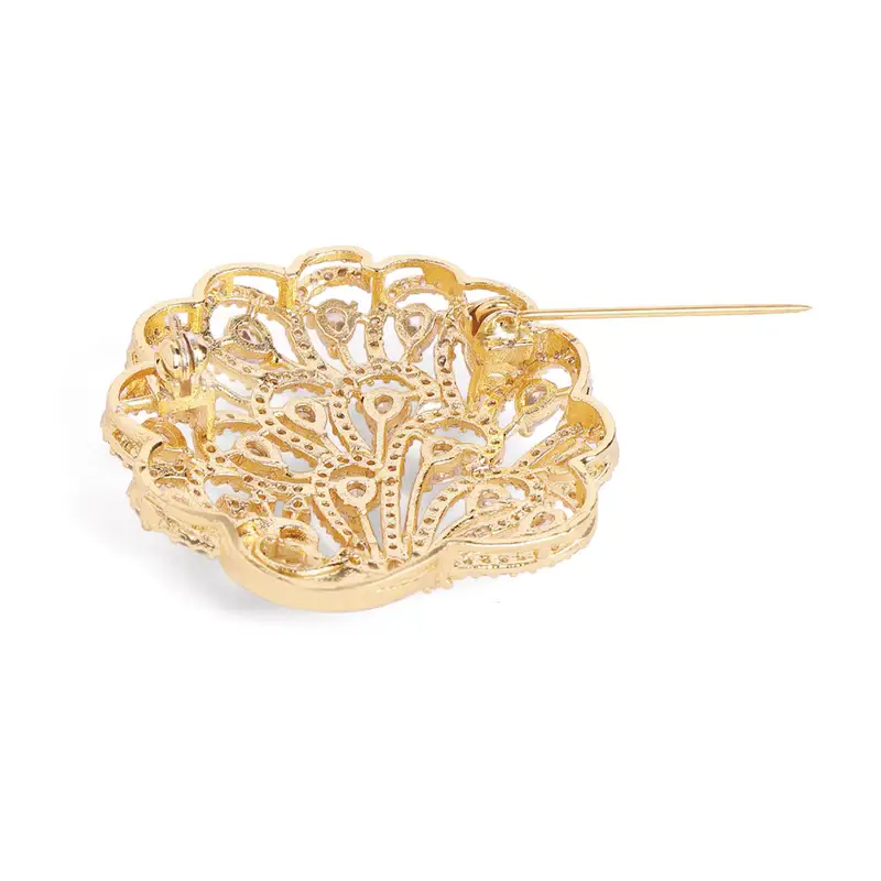 Cz Peacock Feather Brooch Pin For Women | Festive Glam : AD-006-IGWE-BROOCH