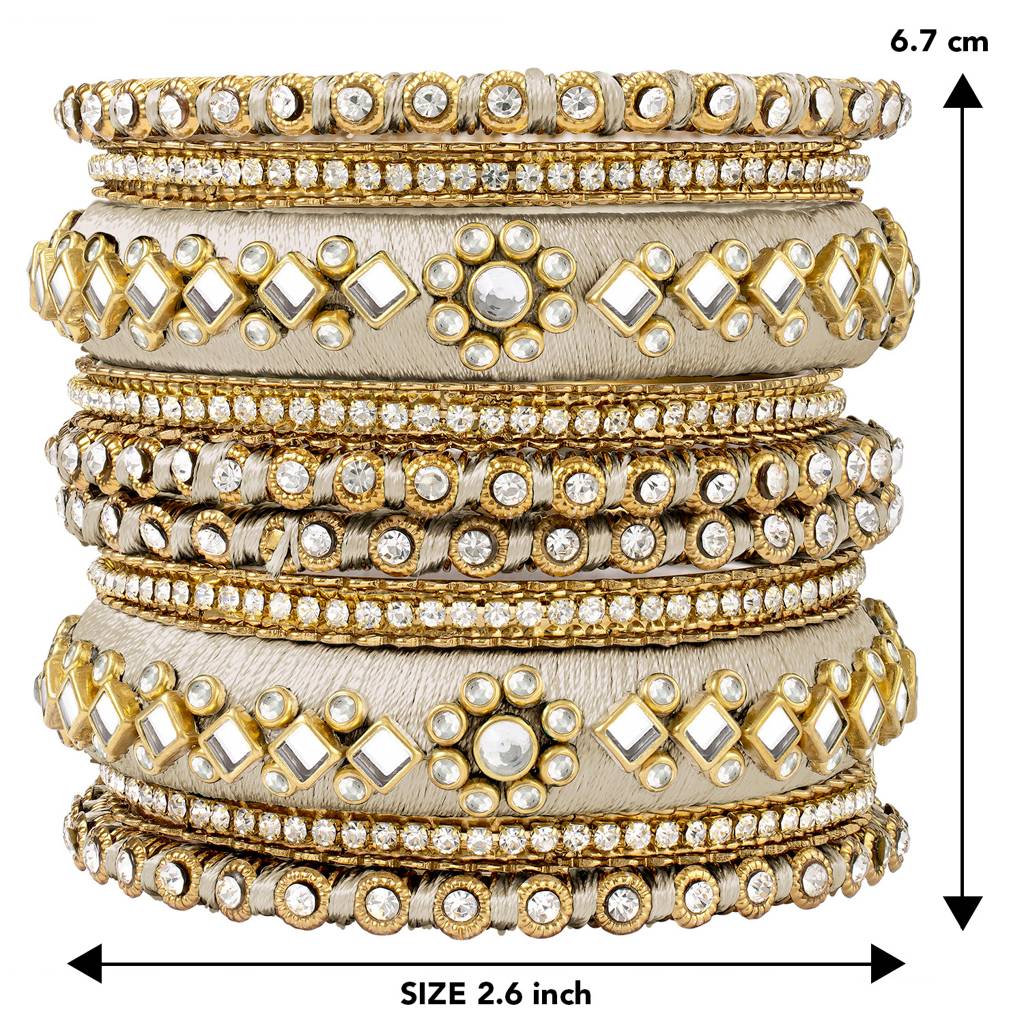 Peora Velvet Matching Fancy Silk Thread Chuda Bangle Set Navratri Gift For Women : PF51B46CRMW