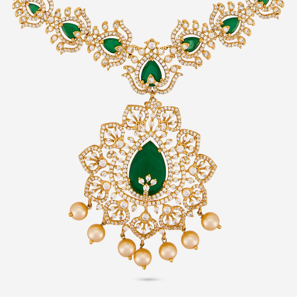 Green Gold Plated - Bridesmaid Zircon Necklace - 462624 : 462624