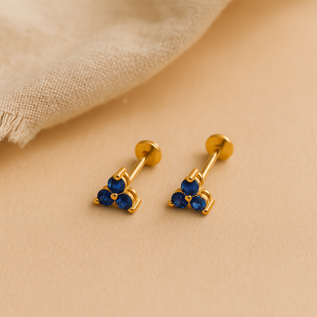 Sapphire Trio Studs : STU_SAPPHTR_S_3110