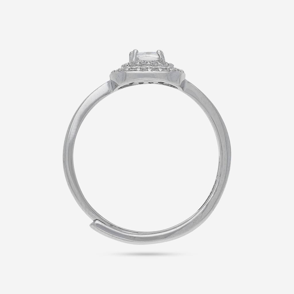 White Rhodium - Plated Office Wear Silver Finger Ring - 453301 : 453301