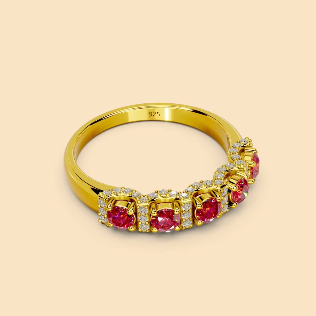 22K Gold Vermeil |Rosefire Ring| Pure 925 Sterling Silver With The Thickest Gold Layer : TSRI-ROS-13-22K-70105