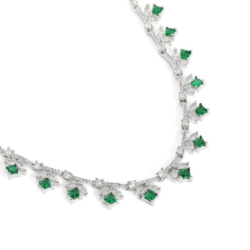 Elegant Cz Leaf Drop Necklace Set For Women – Party & Festive Wear : AD-899-IRGNNKER